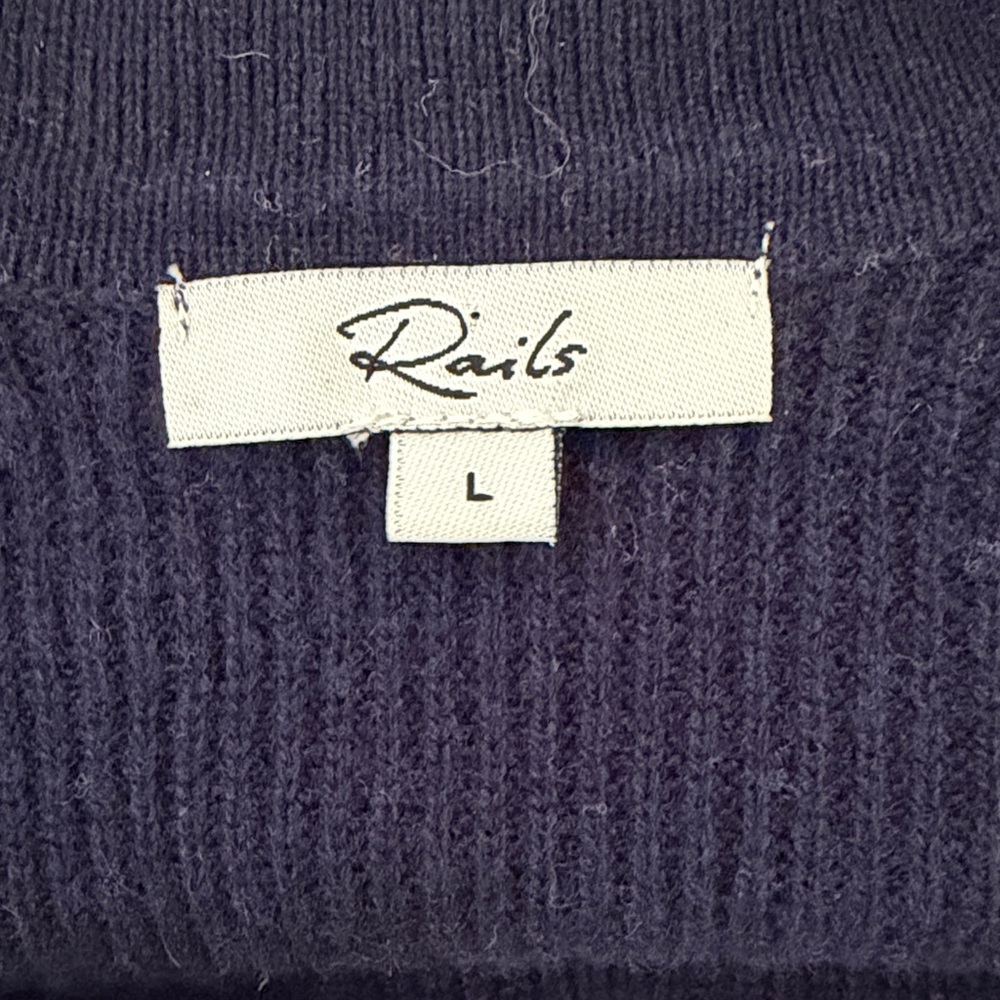 Rails Harris Wool Cashmere Polo Sweater in Camel Navy Stripe Size L - Picture 12 of 15